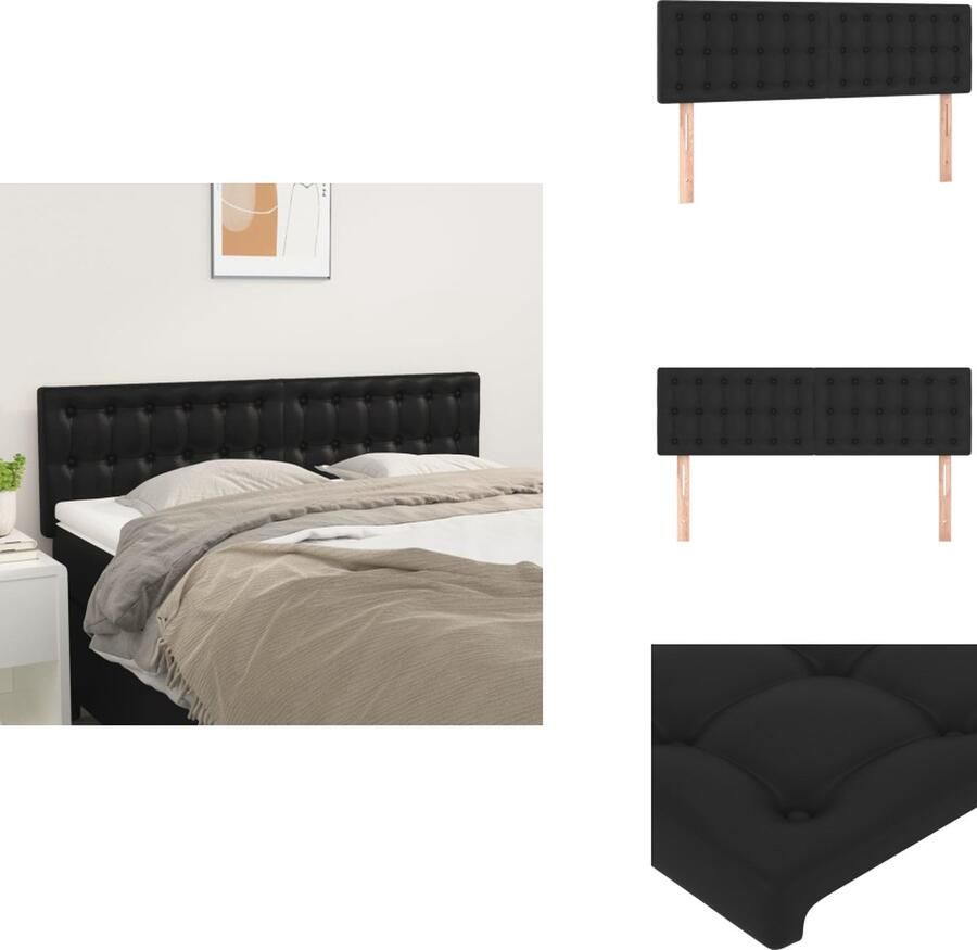 VidaXL Hoofdbord Kunstleer Zwart 144x78 88 cm Verstelbaar Met klinknagels Stevige poten Comfortabele ondersteuning Montagehandleiding bijgeleverd Bedonderdeel