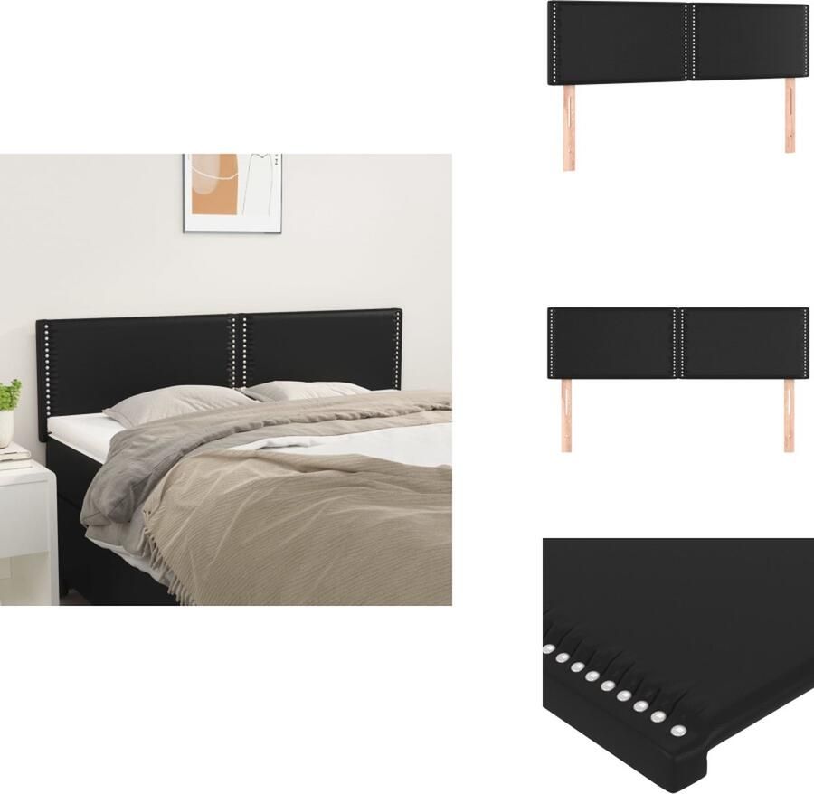 VidaXL Hoofdbord Classic Zwart 144 x 5 x 78 88 cm Duurzaam kunstleer Verstelbare hoogte Stevige poten Comfortabele ondersteuning Bedonderdeel