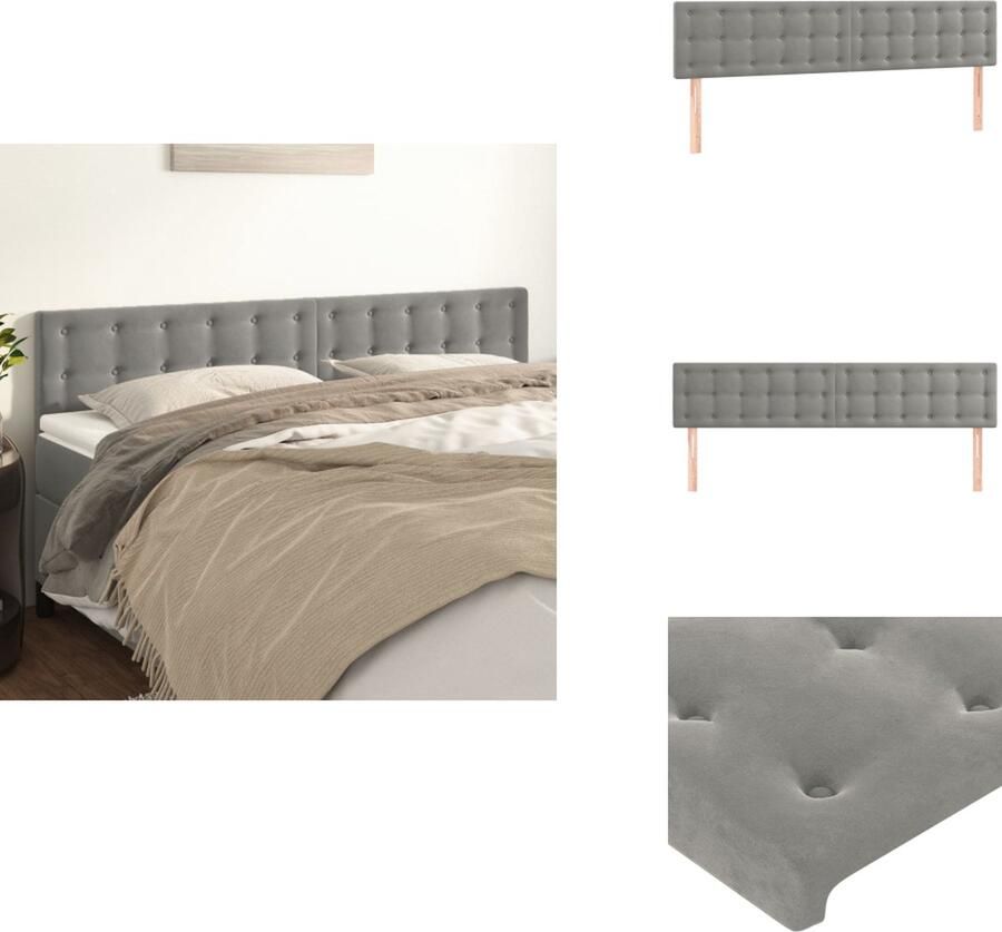 VidaXL Hoofdbord Hoofdborden Hoofdeinde Houten Hoofdbord Hoofdborden 2 st 100 x 5 x 78 88 cm fluweel lichtgrijs