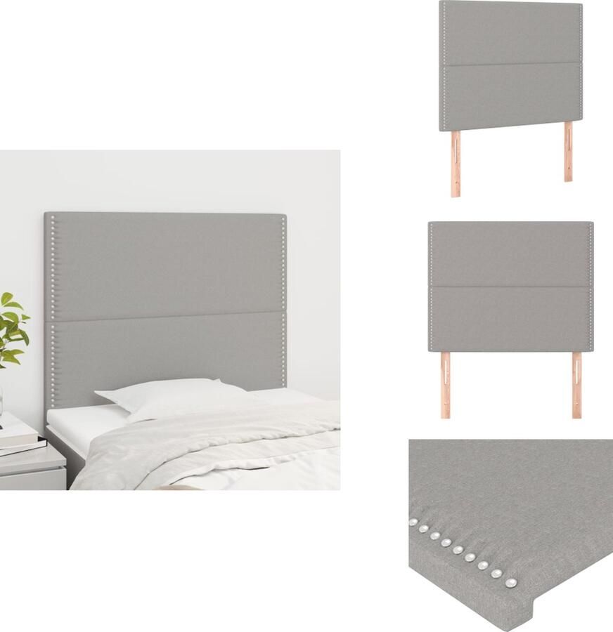 VidaXL Hoofdbord Lichtgrijs 90x5x118 128 cm Stof Hout Verstelbare Hoogte Stevige Poten Comfortabele Ondersteuning Elegant Design Bedonderdeel