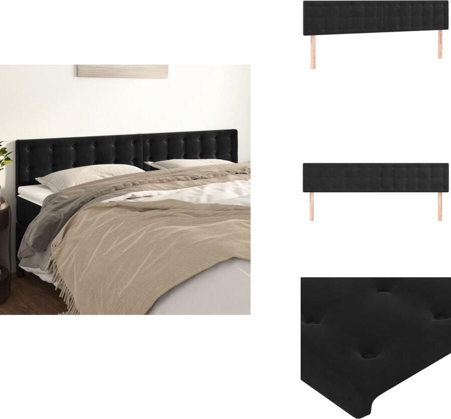 VidaXL Hoofdbord Hoofdborden Hoofdeinde Houten Hoofdbord Hoofdborden 2 st 100x5x78 88 cm fluweel zwart
