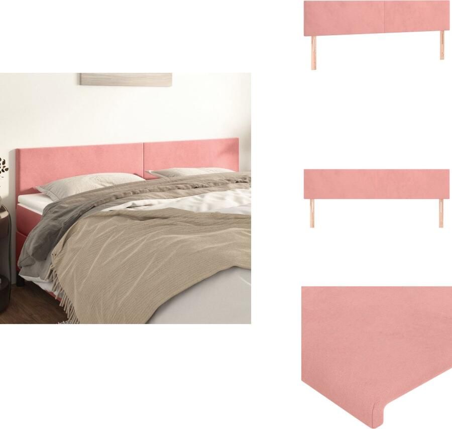 VidaXL Hoofdbord Hoofdeind Zacht fluweel Stevige poten Verstelbare hoogte Comfortabele ondersteuning Kleur roze Materiaal polyester Afmetingen 200 x 5 x 78 88 cm 2x levering Bedonderdeel - Foto 4
