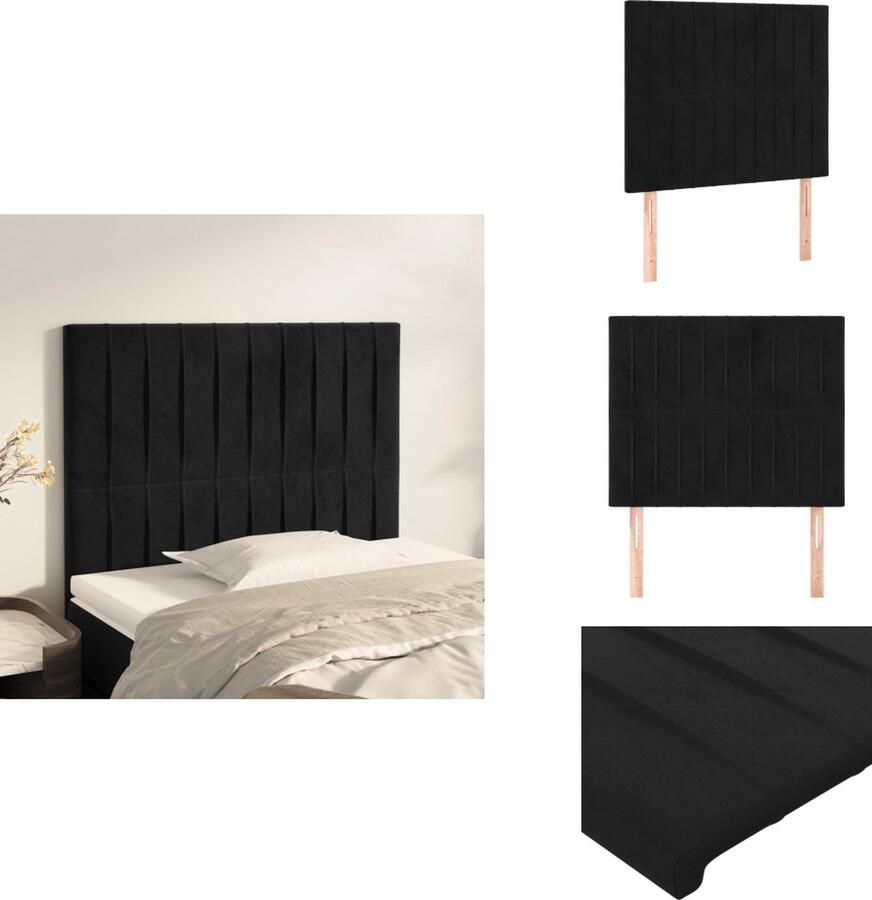 VidaXL Hoofdbord Zacht fluweel Verstelbare hoogte Stevige poten Comfortabele ondersteuning Zwart Bedonderdeel