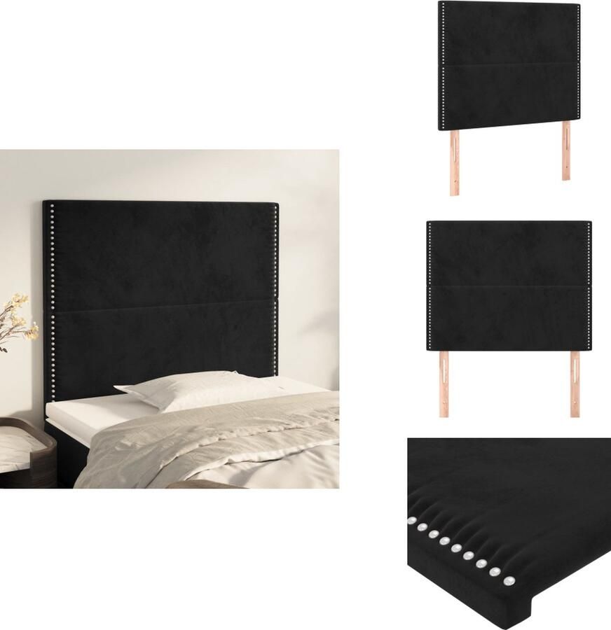 The Living Store Hoofdbord Klassiek Bedombouw 100x5 cm Zwart Fluwelen stof Hoofd Bord Bedhoofdbord Klassiek Hoofdbord Velvet Hoofdbord Zwart Hoofdbord