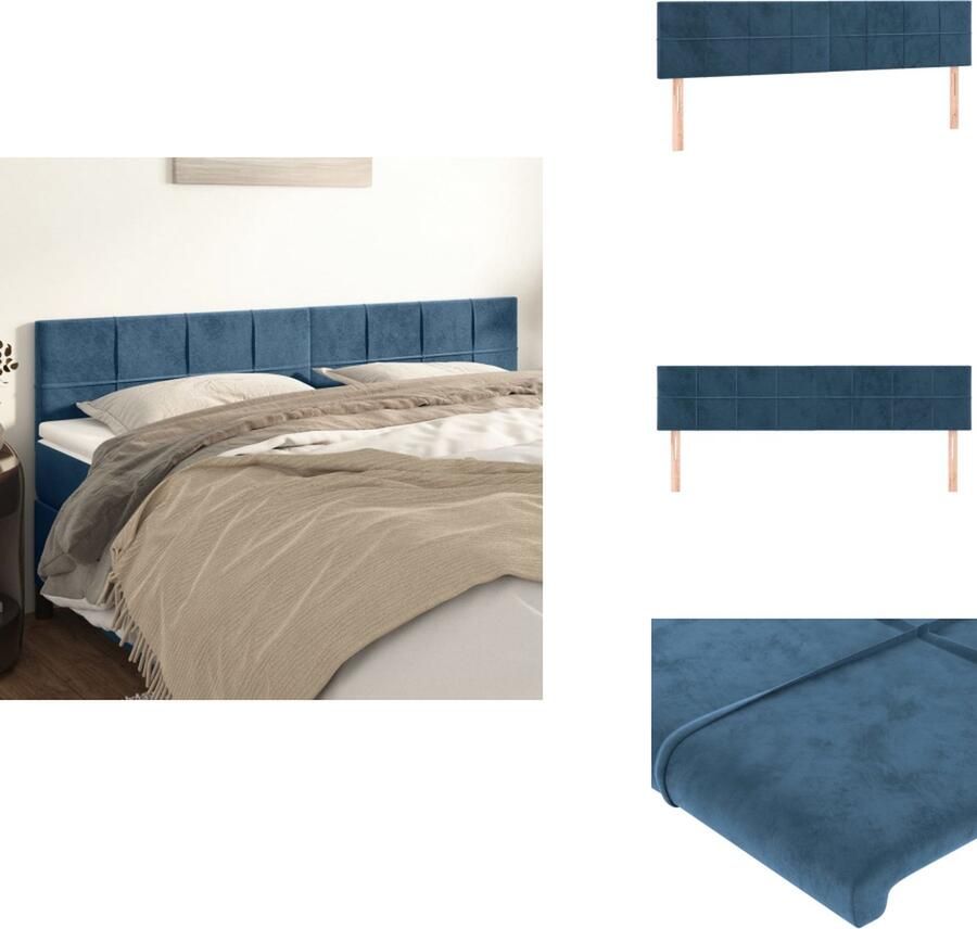 VidaXL Hoofdbord Donkerblauw 100 x 5 x 118 128 cm Fluwelen stof Houten poten Verstelbare hoogte Comfortabele ondersteuning Klassieke schoonheid 2 hoofdeinden Bedonderdeel
