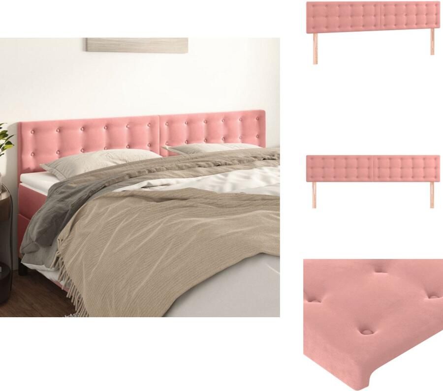 VidaXL Hoofdbord Hoofdborden Hoofdeinde Houten Hoofdbord Hoofdborden 2 st 100x5x78 88 cm fluweel roze