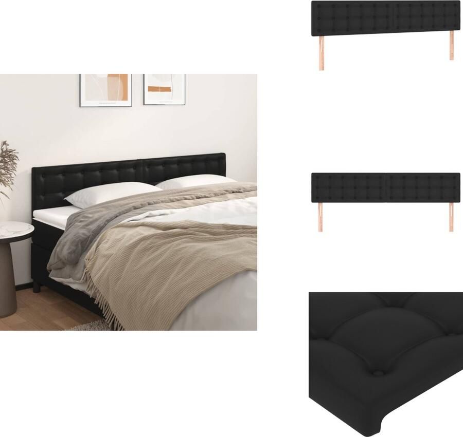 VidaXL Hoofdbord Stijlvol kunstleer verstelbaar en stevig Kleur- zwart Afmetingen- 200 x 5 x 78 88 cm Inclusief 2 hoofdeinden Bedonderdeel