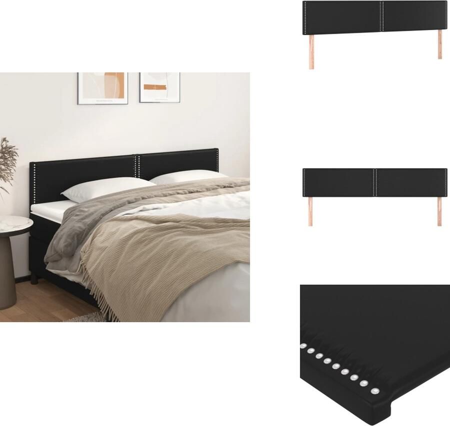 VidaXL Hoofdbord Classic 200x78 88 cm Zwart Kunstleer Verstelbare hoogte Stevige poten Klassiek ontwerp Bedonderdeel - Foto 2