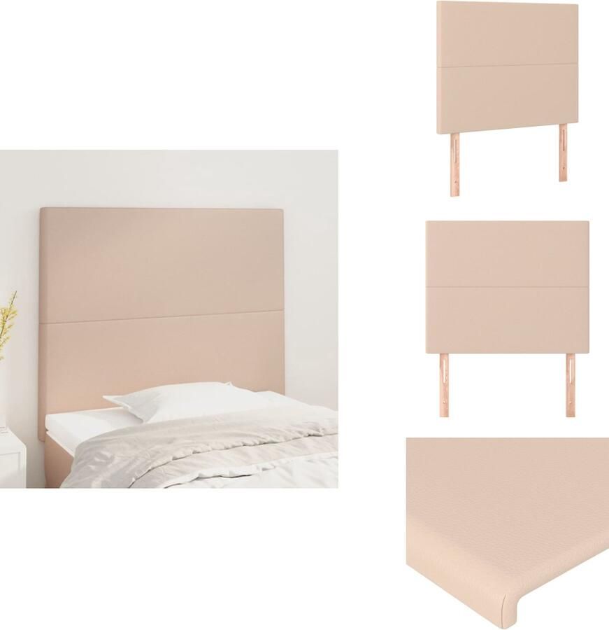 VidaXL Hoofdbord Hoofdborden Hoofdeinde Houten Hoofdbord Hoofdborden 2 st 100x5x78 88 cm kunstleer cappuccinokleurig - Foto 1