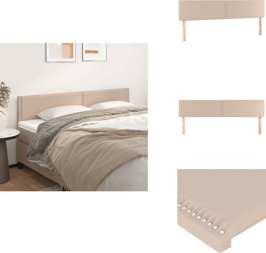 VidaXL Hoofdbord Hoofdborden Hoofdeinde Houten Hoofdbord Hoofdborden 2 st 100x5x78 88 cm kunstleer cappuccinokleurig