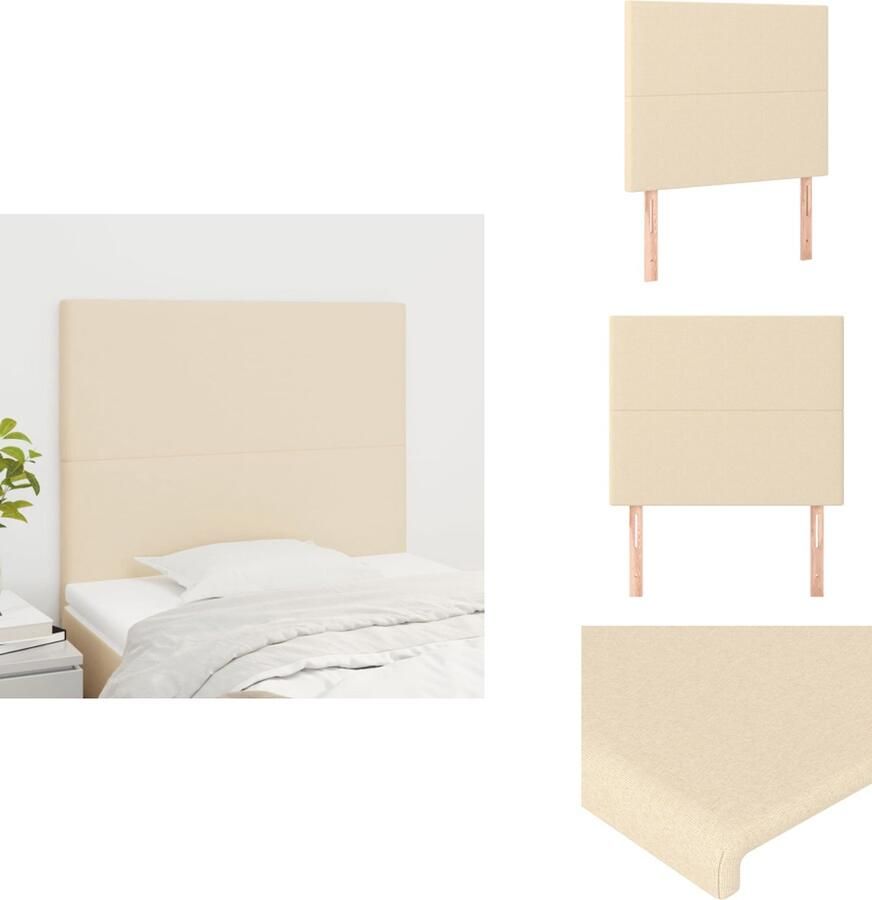 VidaXL Hoofdbord Classic Crème 100x5x118 128 cm ademend en duurzaam verstelbare hoogte comfortabele ondersteuning elegant ontwerp inclusief 2 hoofdeinden Bedonderdeel - Foto 2