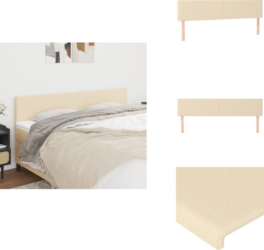 VidaXL Hoofdbord Classic Crème 100x5x118 128 cm ademend en duurzaam verstelbare hoogte comfortabele ondersteuning elegant ontwerp inclusief 2 hoofdeinden Bedonderdeel - Foto 3