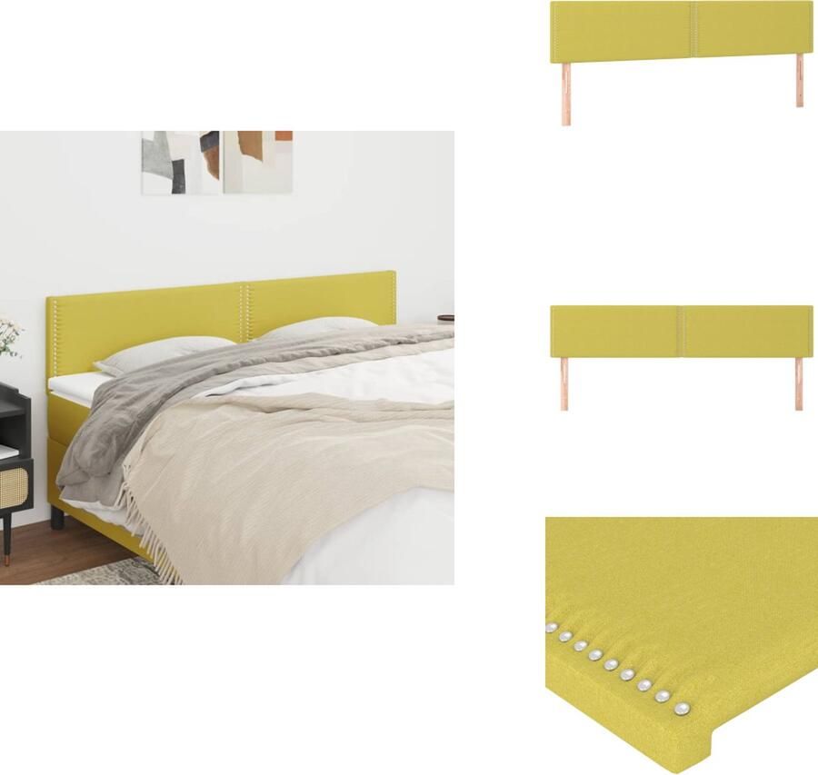 VidaXL Hoofdbord Klassiek Groen 200 x 5 x 78 88 cm Stof hout Verstelbaar hoofdeinde Comfortabele ondersteuning Bedonderdeel