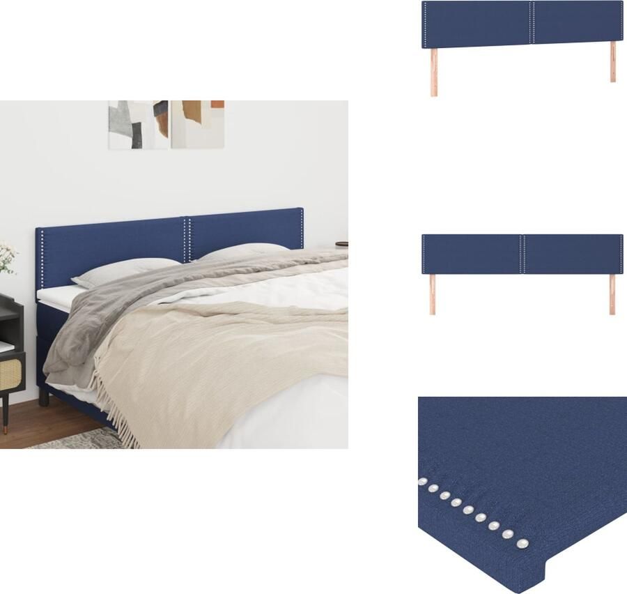 VidaXL Hoofdbord Hoofdborden Hoofdeinde Houten Hoofdbord Hoofdborden 2 st 100x5x78 88 cm stof blauw