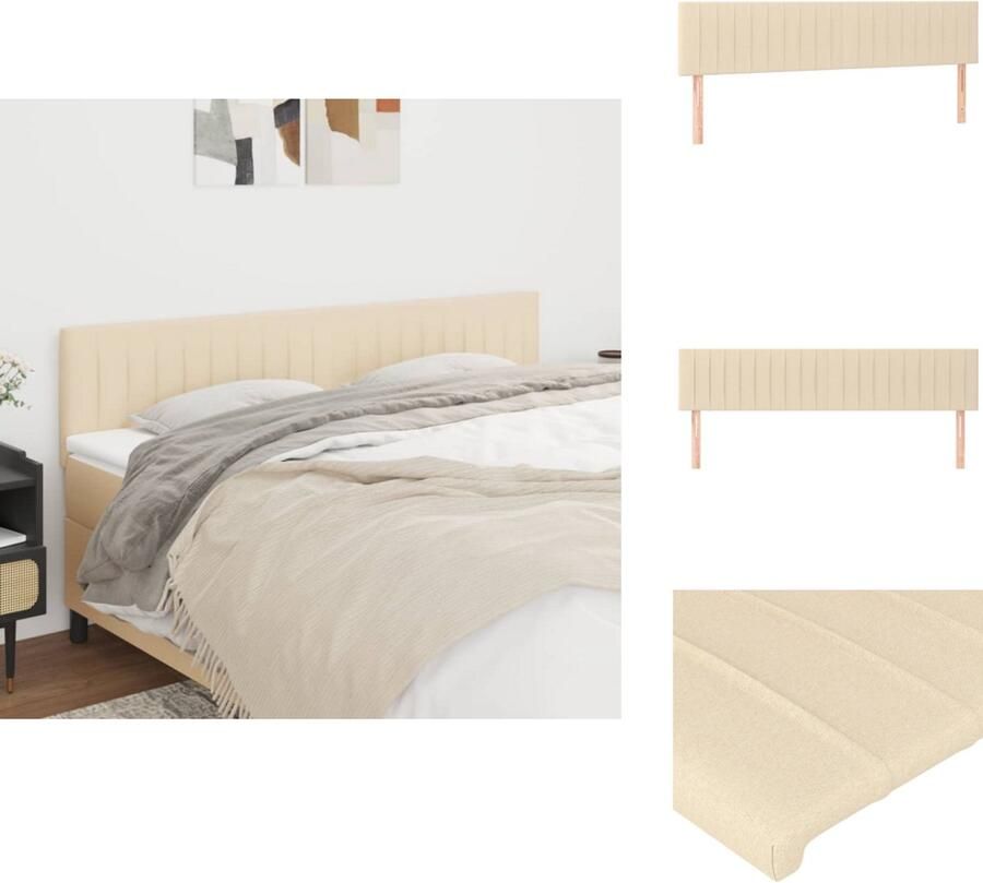 VidaXL Hoofdbord Classic Crème 100x5x118 128 cm ademend en duurzaam verstelbare hoogte comfortabele ondersteuning elegant ontwerp inclusief 2 hoofdeinden Bedonderdeel - Foto 4