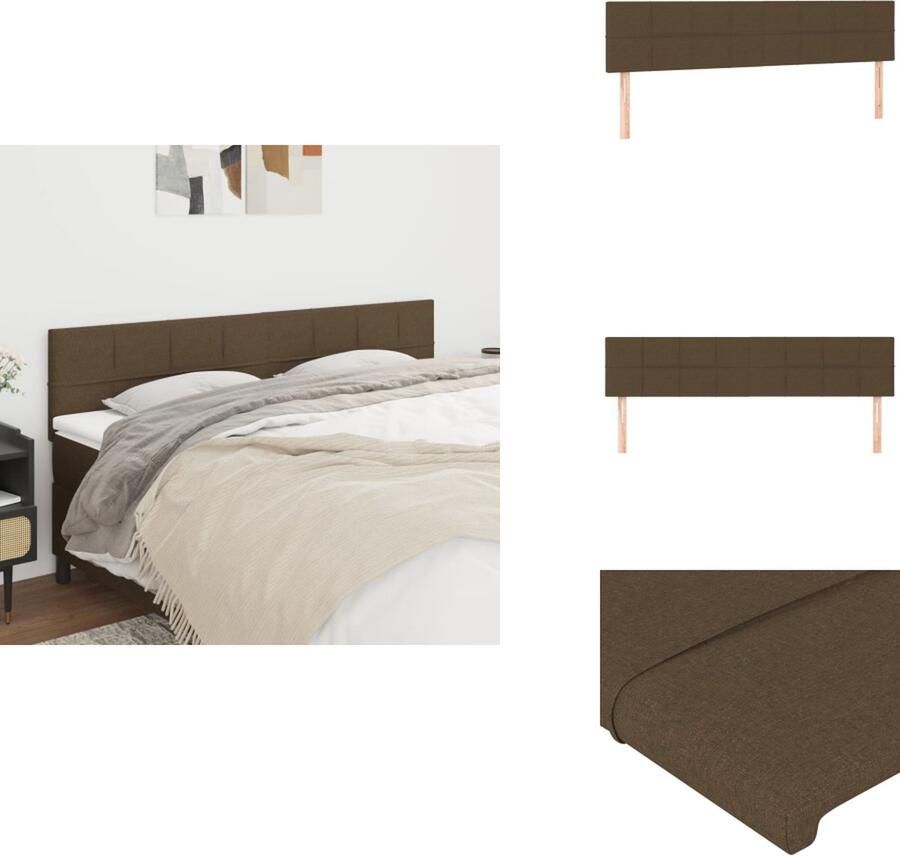 VidaXL Hoofdbord Hoofdborden Hoofdeinde Houten Hoofdbord Hoofdborden 2 st 90x5x78 88 cm stof donkerbruin - Foto 3