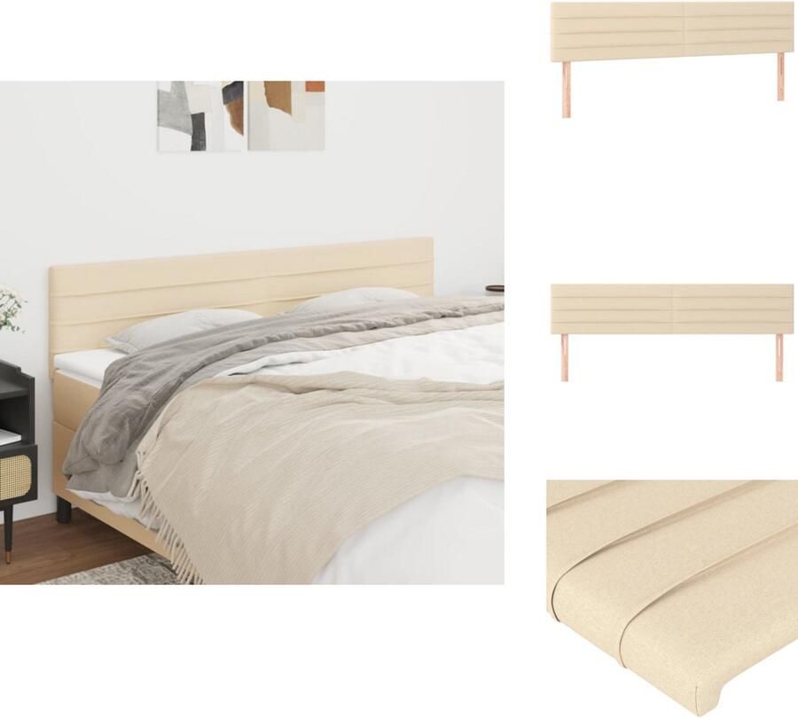 VidaXL Hoofdbord Classic Crème 100x5x118 128 cm ademend en duurzaam verstelbare hoogte comfortabele ondersteuning elegant ontwerp inclusief 2 hoofdeinden Bedonderdeel - Foto 4