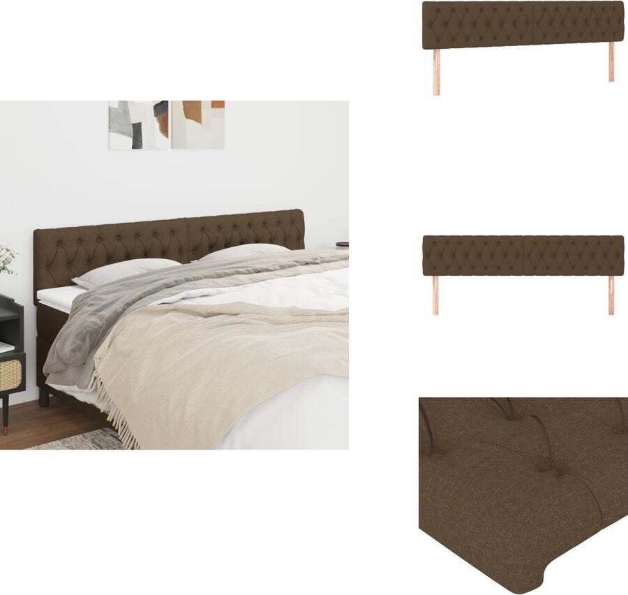VidaXL Hoofdbord Hoofdborden Hoofdeinde Houten Hoofdbord Hoofdborden 2 st 100x7x78 88 cm stof donkerbruin - Foto 2