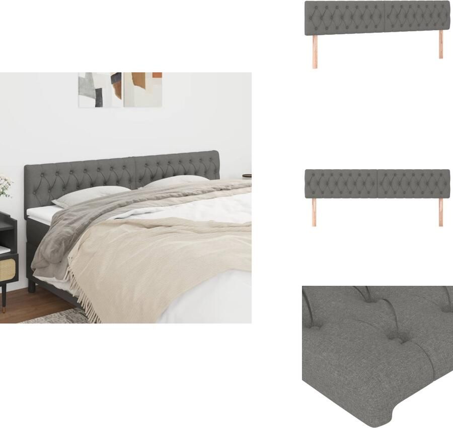VidaXL Hoofdbord Hoofdborden Hoofdeinde Houten Hoofdbord Hoofdborden 2 st 100x7x78 88 cm stof donkergrijs