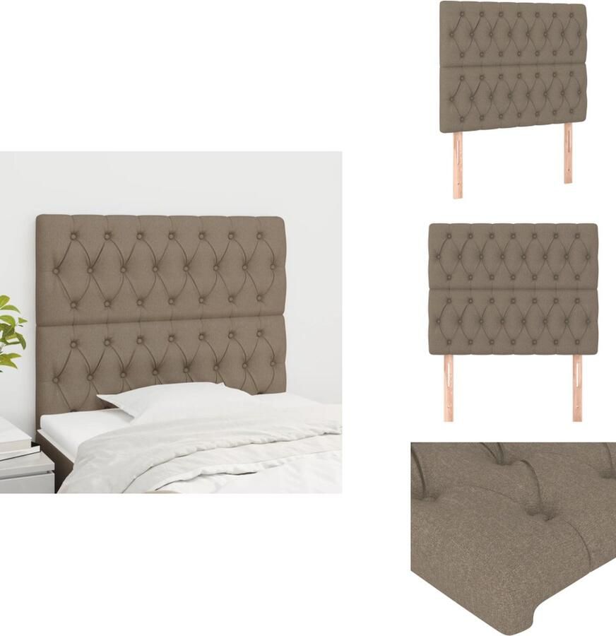 VidaXL Hoofdbord Hoofdborden Hoofdeinde Houten Hoofdbord Hoofdborden 2 st 100x7x78 88 cm stof taupe