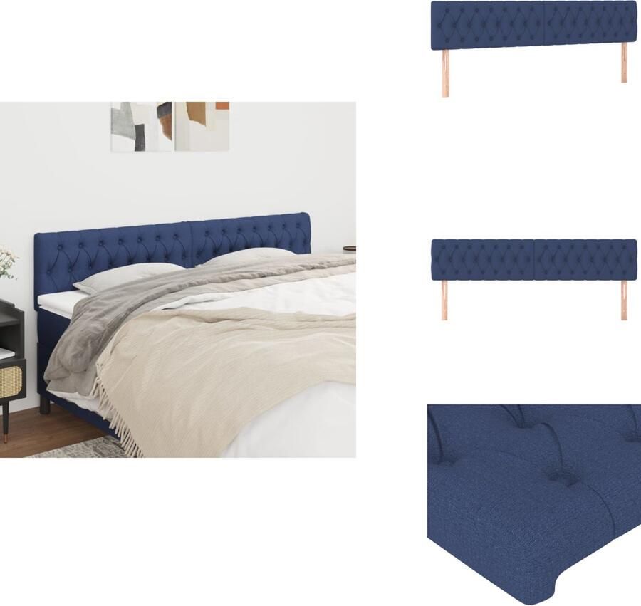 VidaXL Hoofdbord Hoofdborden Hoofdeinde Houten Hoofdbord Hoofdborden 2 st 100x7x78 88 cm stof blauw