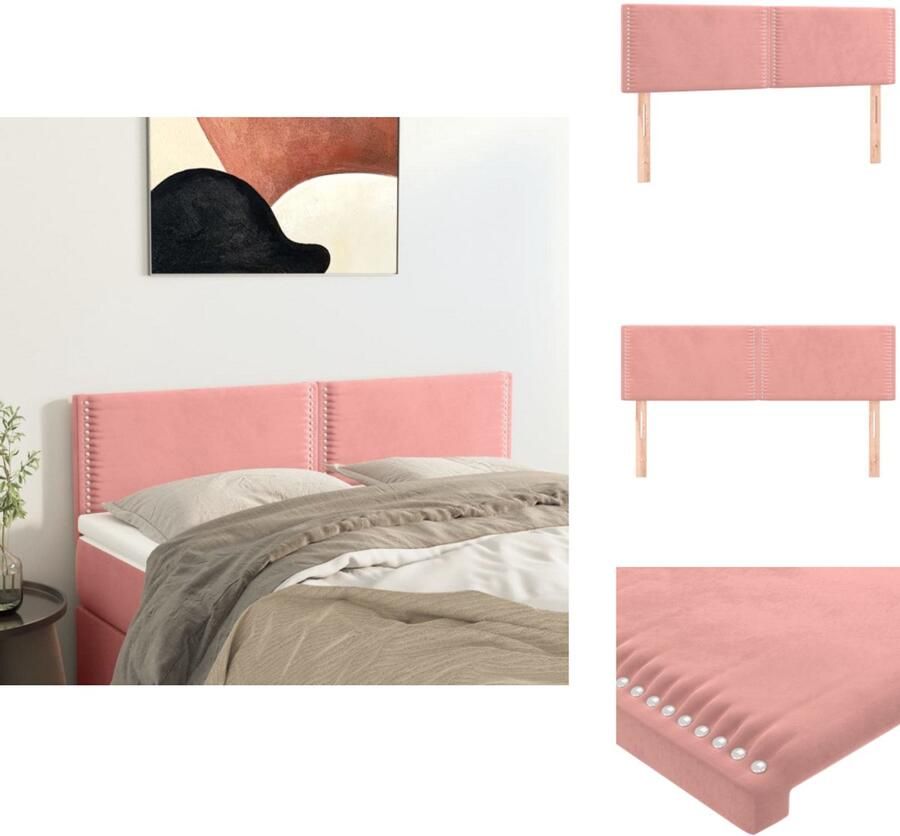 VidaXL Hoofdbord Hoofdborden Hoofdeinde Houten Hoofdbord Hoofdborden 2 st 72x5x78 88 cm fluweel roze