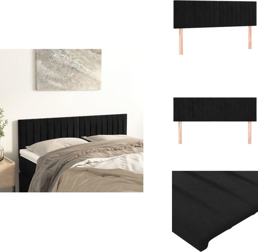 VidaXL Hoofdeind 144 x 5 x 78 88 cm Zwart Fluwelen hoofdbord voor complete uitstraling in elke slaapkamer Stevige poten verstelbare hoogte comfortabele ondersteuning Inclusief 2 hoofdeinden Bedonderdeel