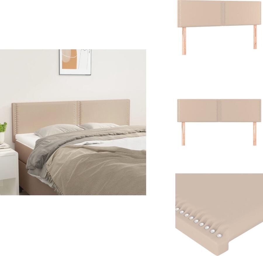 VidaXL Hoofdbord Cappuccino Kunstleer 144x5x78 88 cm Stevige houten poten Verstelbare hoogte Luxe uitstraling Klassiek ontwerp Bedonderdeel