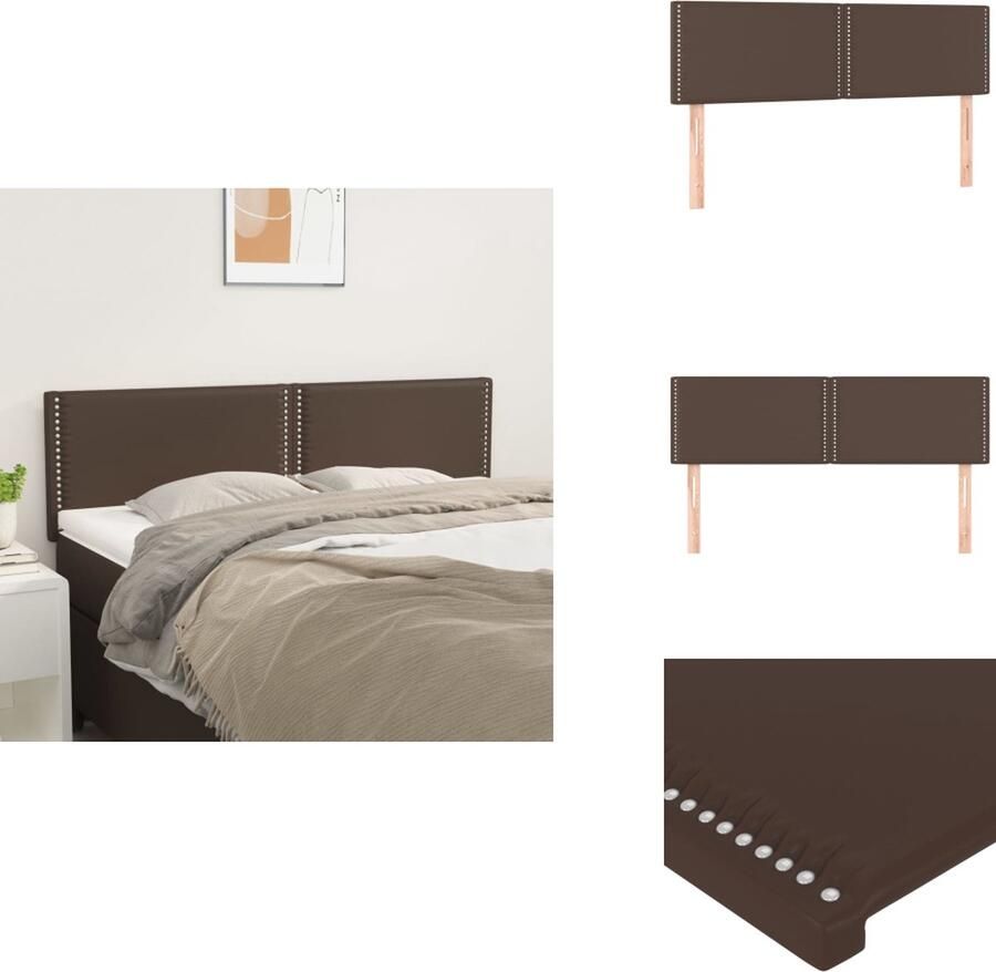 VidaXL Hoofdbord Hoofdborden Hoofdeinde Houten Hoofdbord Hoofdborden 2 st 72x5x78 88 cm kunstleer bruin