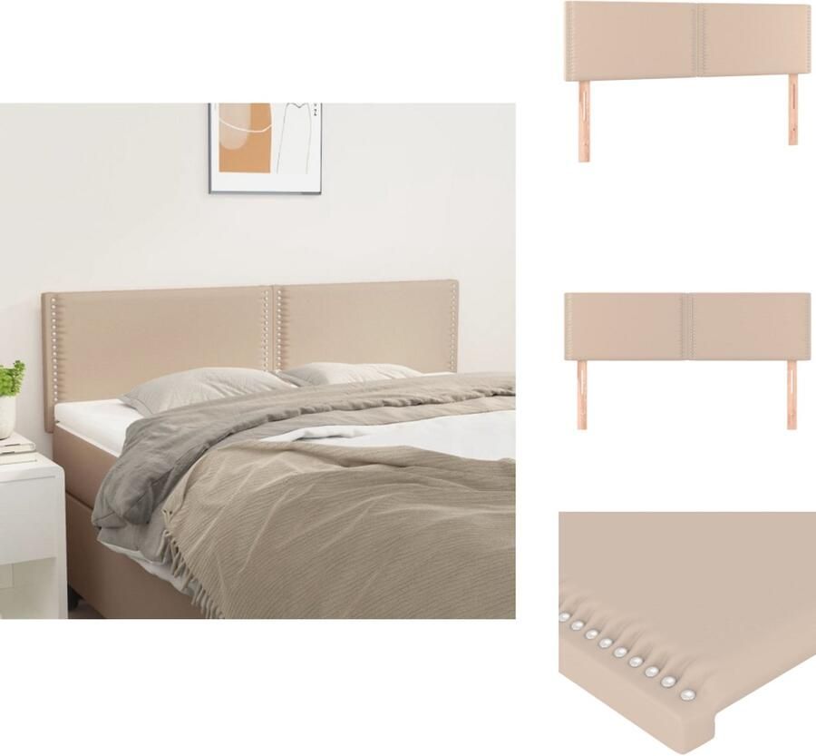 VidaXL Hoofdbord Cappuccino Kunstleer 144x5x78 88 cm Stevige houten poten Verstelbare hoogte Luxe uitstraling Klassiek ontwerp Bedonderdeel - Foto 2