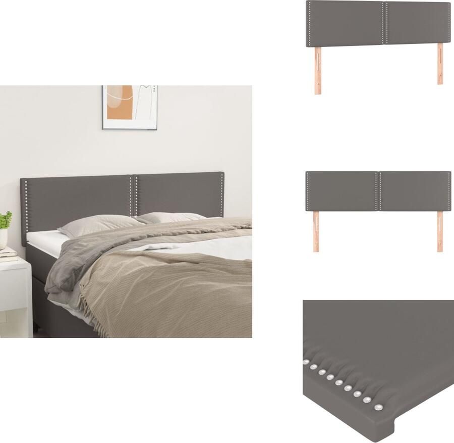 VidaXL Hoofdbord Hoofdeind Set Grijs 144x5x78 88cm Duurzaam Kunstleer Verstelbare Hoogte Stevige Poten Bedonderdeel