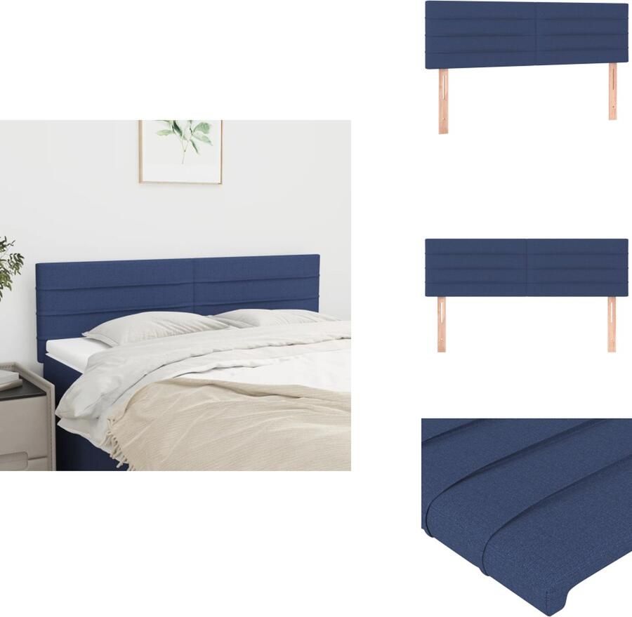 VidaXL Hoofdbord Hoofdborden Hoofdeinde Houten Hoofdbord Hoofdborden 2 st 72x5x78 88 cm stof blauw