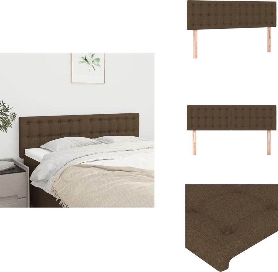 The Living Store Hoofdbord Bedondersteuning 144x5cm Duurzaam stof Stevige houten poten Verstelbare hoogte Kleur- donkerbruin Hoofd Bord Hoofdkussen Beddecoratie Slaap Accessoires Stoffen Hoofdbord