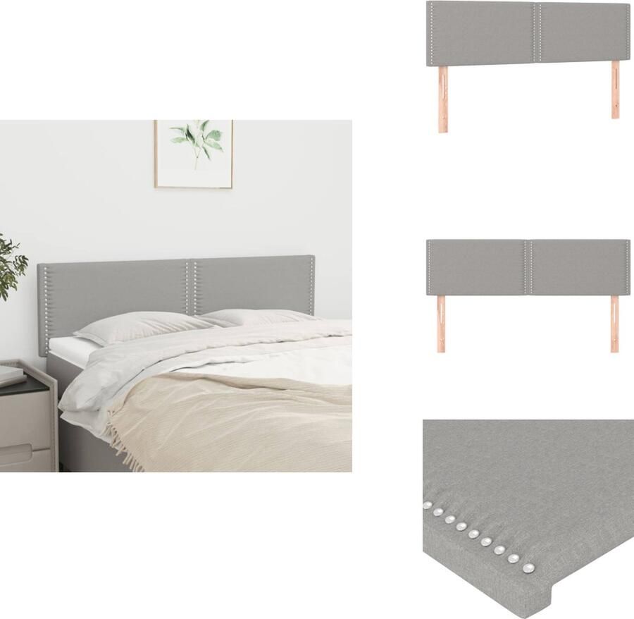 VidaXL Hoofdbord Hoofdborden Hoofdeinde Houten Hoofdbord Hoofdborden 2 st 72x5x78 88 cm stof lichtgrijs