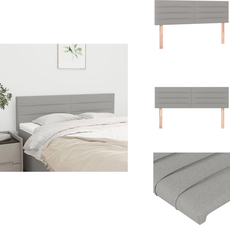 VidaXL Hoofdbord Hoofdborden Hoofdeinde Houten Hoofdbord Hoofdborden 2 st 72x5x78 88 cm stof lichtgrijs