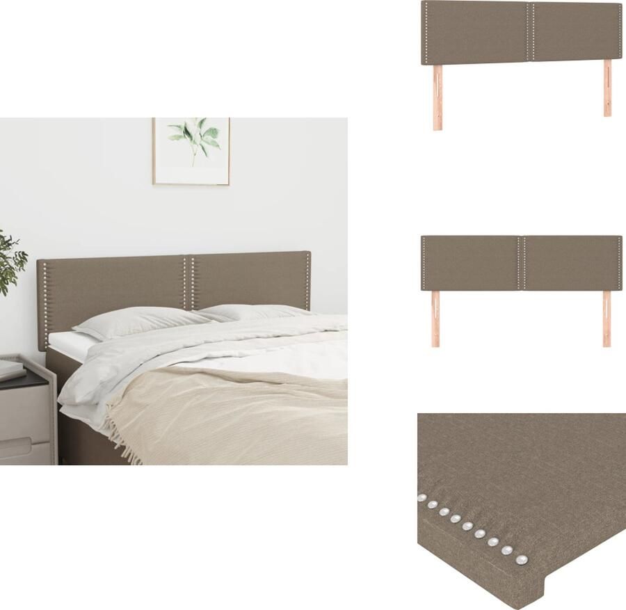 VidaXL Hoofdbord Hoofdborden Hoofdeinde Houten Hoofdbord Hoofdborden 2 st 72x5x78 88 cm stof taupe