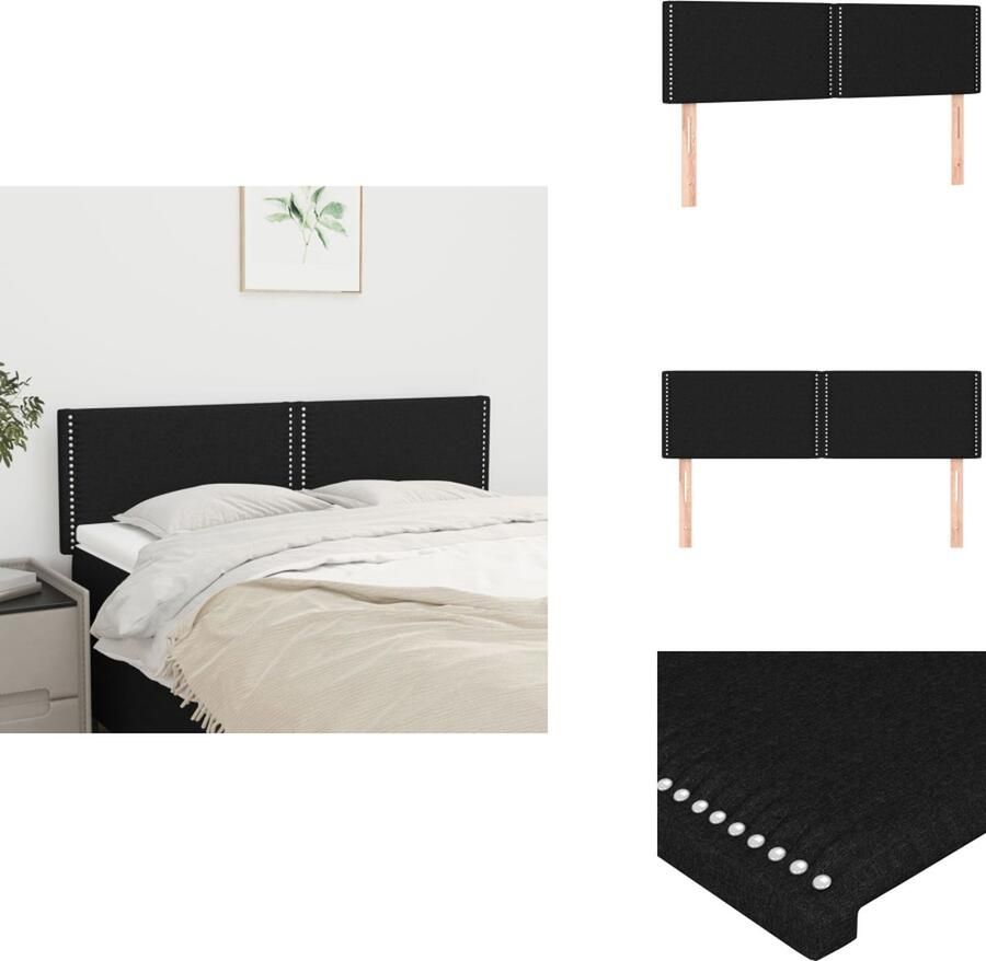 The Living Store Hoofdborden 2 st 72x5x78 88 cm stof zwart Hoofd Bord Hoofdborden Beddecoratie Slaapkamers Zwart