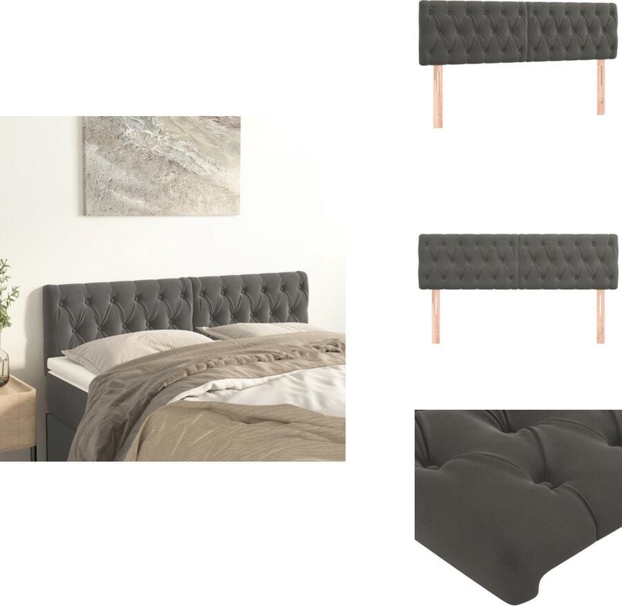 VidaXL Hoofdbord Hoofdeind Donkergrijs 144x7x78 88cm Fluweel Hout Larikshout Verstelbare Hoogte Incl Montagehandleiding Bedonderdeel