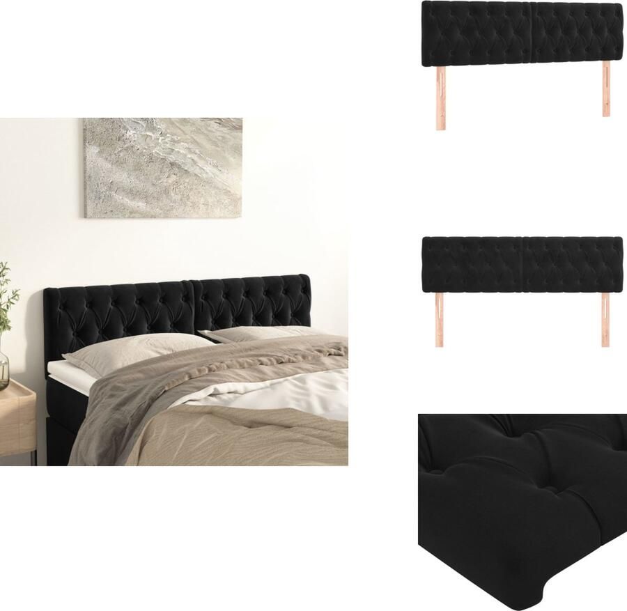 VidaXL Hoofdbord Hoofdborden Hoofdeinde Houten Hoofdbord Hoofdborden 2 st 72x7x78 88 cm fluweel zwart