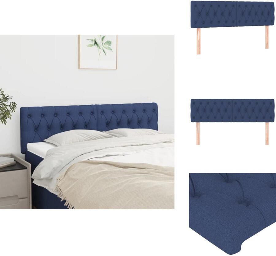 The Living Store Hoofdbord 144x7x78 88cm Blauw Stof Hout Schuim Hoofd Bord Hoofdborden Beddecoratie Slaapkamers Blauwe Meubels