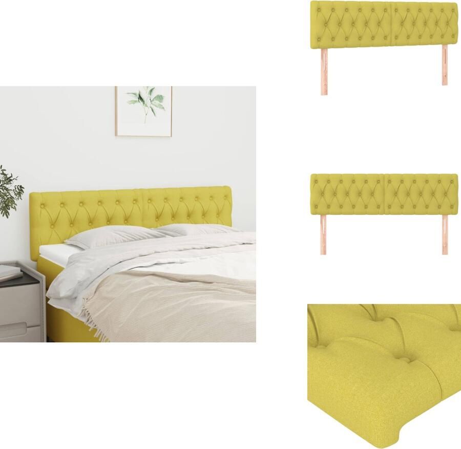 VidaXL Hoofdbord Hoofdborden Hoofdeinde Houten Hoofdbord Hoofdborden 2 st 72x7x78 88 cm stof groen