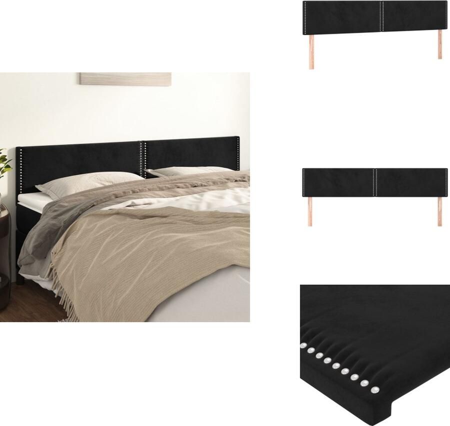 VidaXL Hoofdbord Zwart 80 x 5 x 118 128 cm Fluweel Verstelbaar Stevige poten Klassiek design Inclusief montagehandleiding (2x hoofdeind) Bedonderdeel - Foto 3