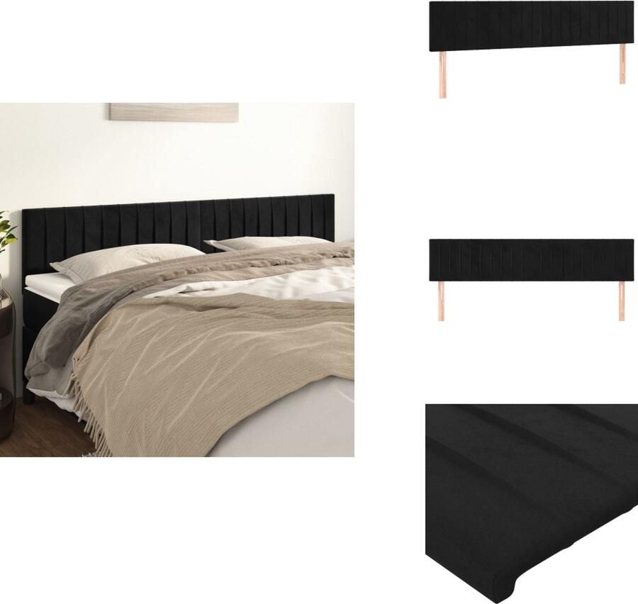 VidaXL Hoofdbord Hoofdborden Hoofdeinde Houten Hoofdbord Hoofdborden 2 st 80x5x78 88 cm fluweel zwart - Foto 2