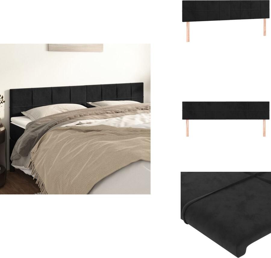 VidaXL Hoofdbord Hoofdborden Hoofdeinde Houten Hoofdbord Hoofdborden 2 st 80x5x78 88 cm fluweel zwart