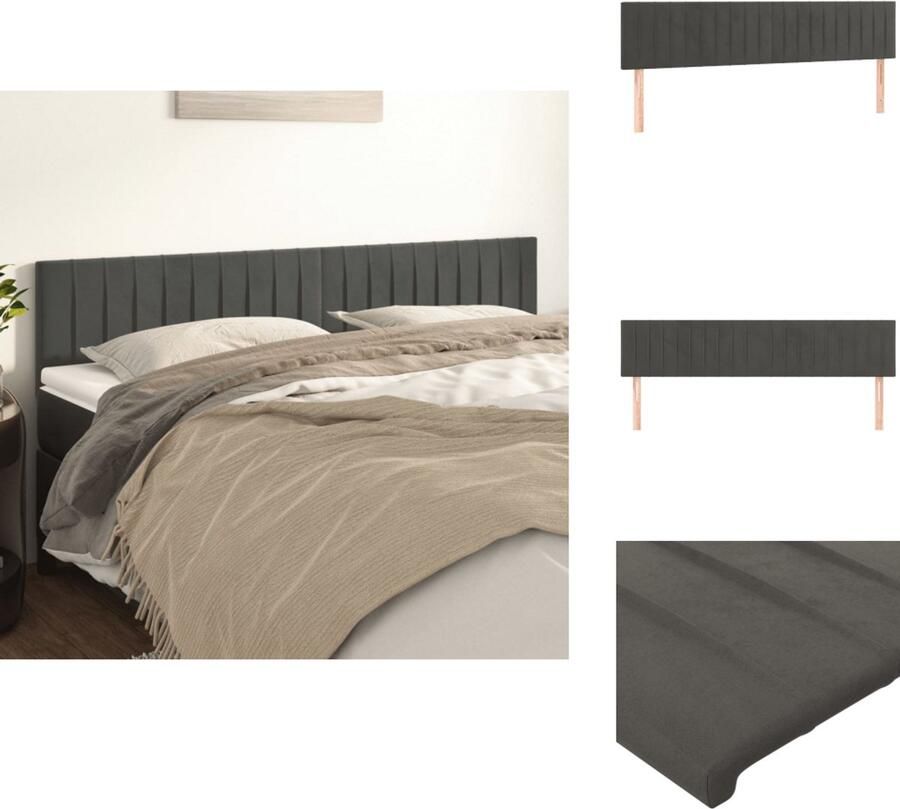VidaXL Hoofdbord Hoofdeind Set Donkergrijs Fluweel Verstelbare Hoogte Stevige Poten Comfortabele Ondersteuning 80 x 5 x 118 128 cm 2 Stuks Bedonderdeel - Foto 5