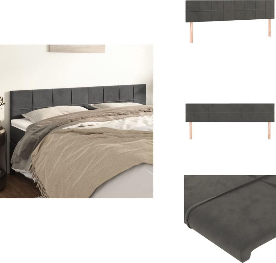 VidaXL Hoofdbord Hoofdborden Hoofdeinde Houten Hoofdbord Hoofdborden 2 st 80x5x78 88 cm fluweel donkergrijs