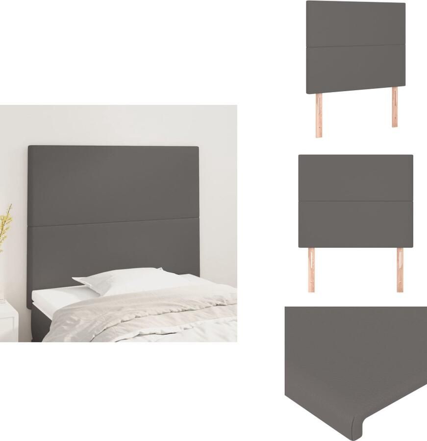 VidaXL Hoofdborden 2 st 80x5x78 88 cm kunstleer grijs - Foto 2
