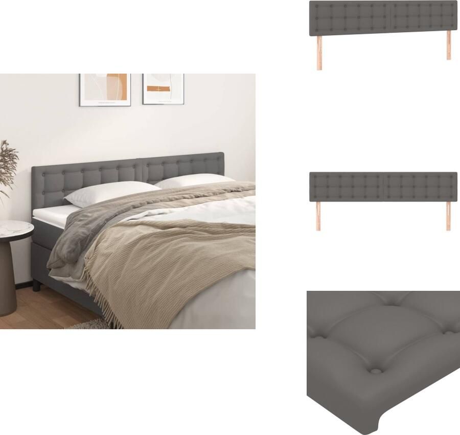 VidaXL Hoofdbord Hoofdborden Hoofdeinde Houten Hoofdbord Hoofdborden 2 st 80x5x78 88 cm kunstleer grijs - Foto 2
