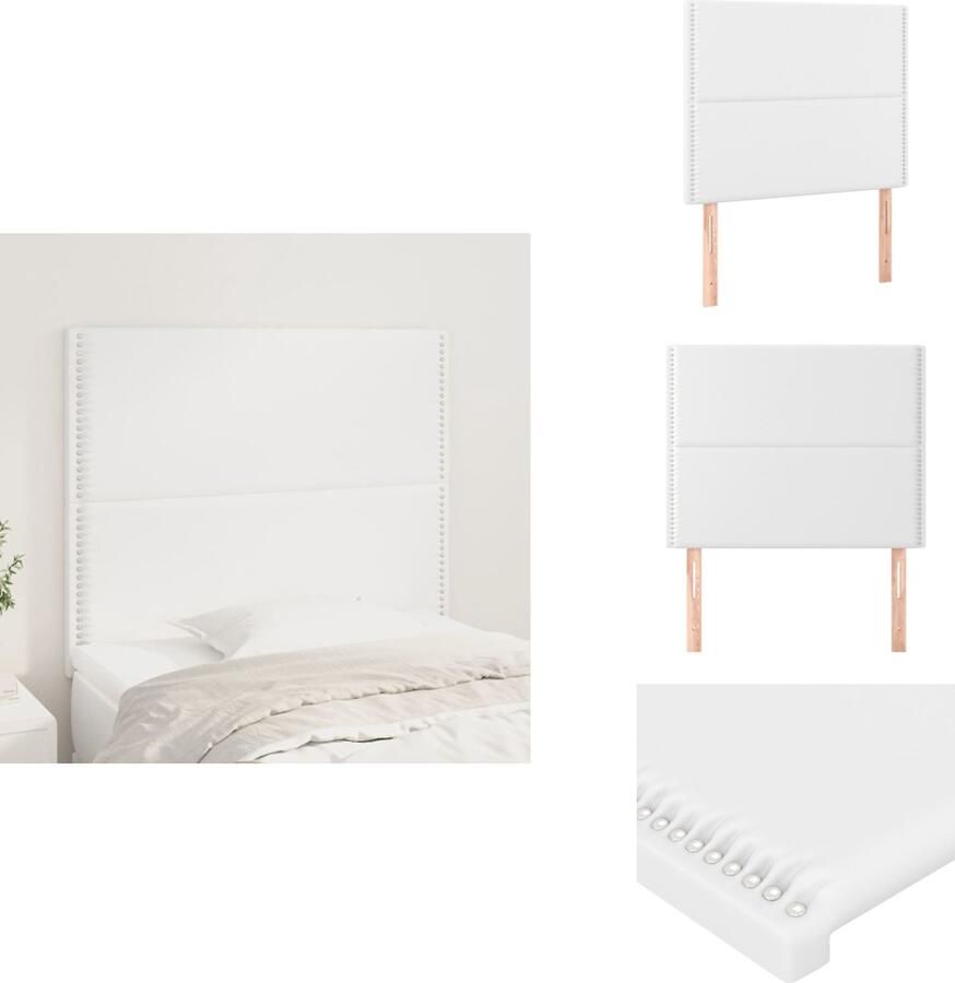 VidaXL Hoofdbord Hoofdborden Hoofdeinde Houten Hoofdbord Hoofdborden 2 st 100x5x78 88 cm kunstleer wit