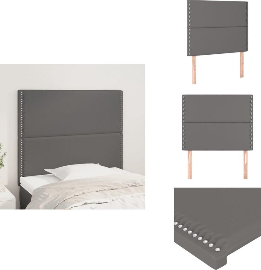 VidaXL Hoofdbord Hoofdborden Hoofdeinde Houten Hoofdbord Hoofdborden 2 st 80x5x78 88 cm kunstleer grijs